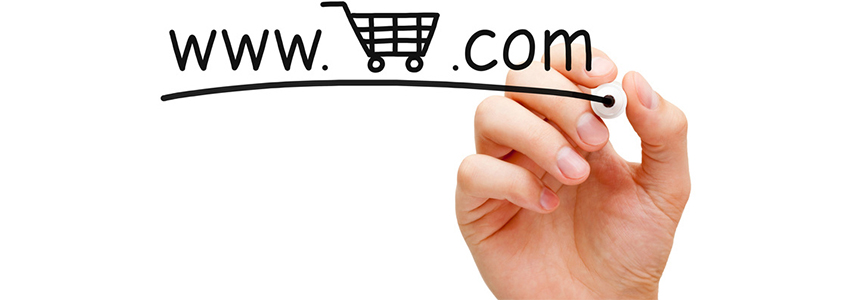 Hand sketching Online Shopping Cart Concept with black marker on transparent wipe board.